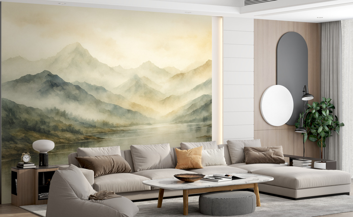 Fototapeta Górski pejzaż namalowany akwarelą.