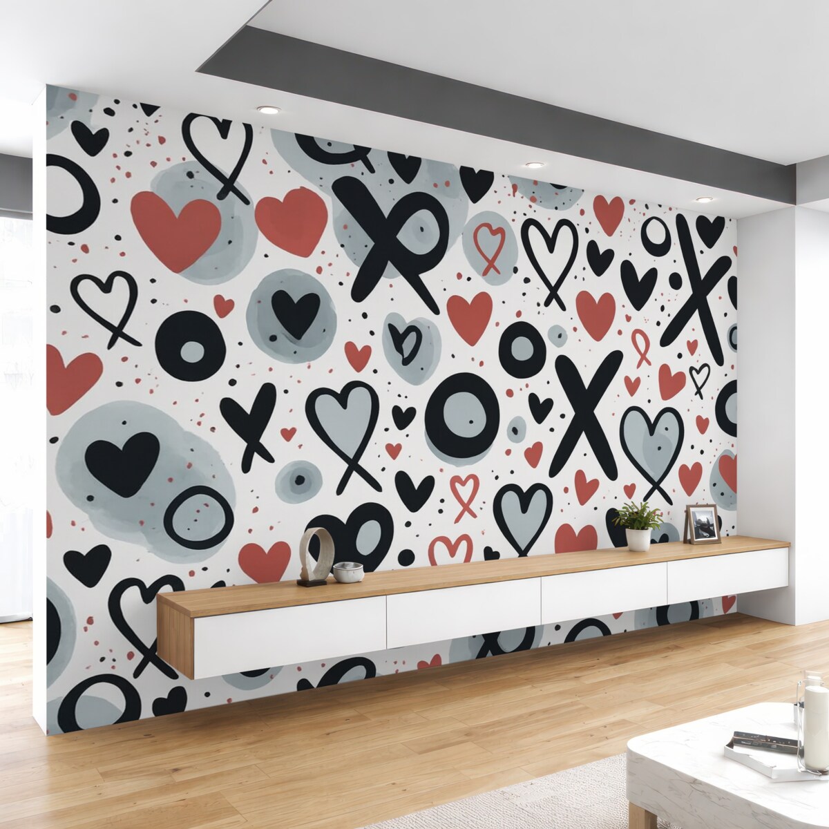 Fototapeta Miłosny zamęt z sercami.