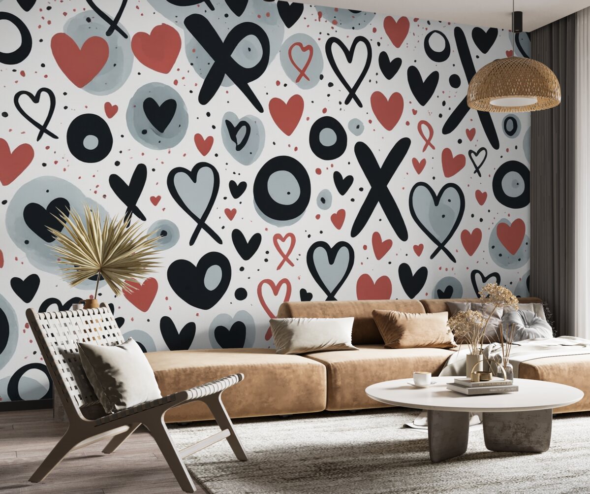 Fototapeta Miłosny zamęt z sercami.