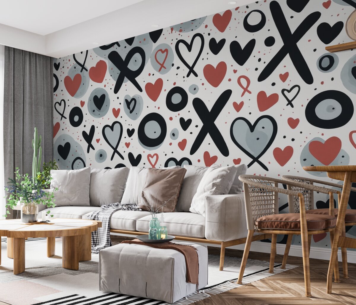 Fototapeta Miłosny zamęt z sercami.