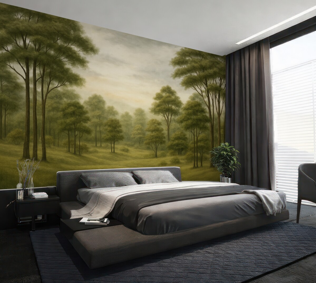 Fototapeta Zielony lasek w stylu retro.