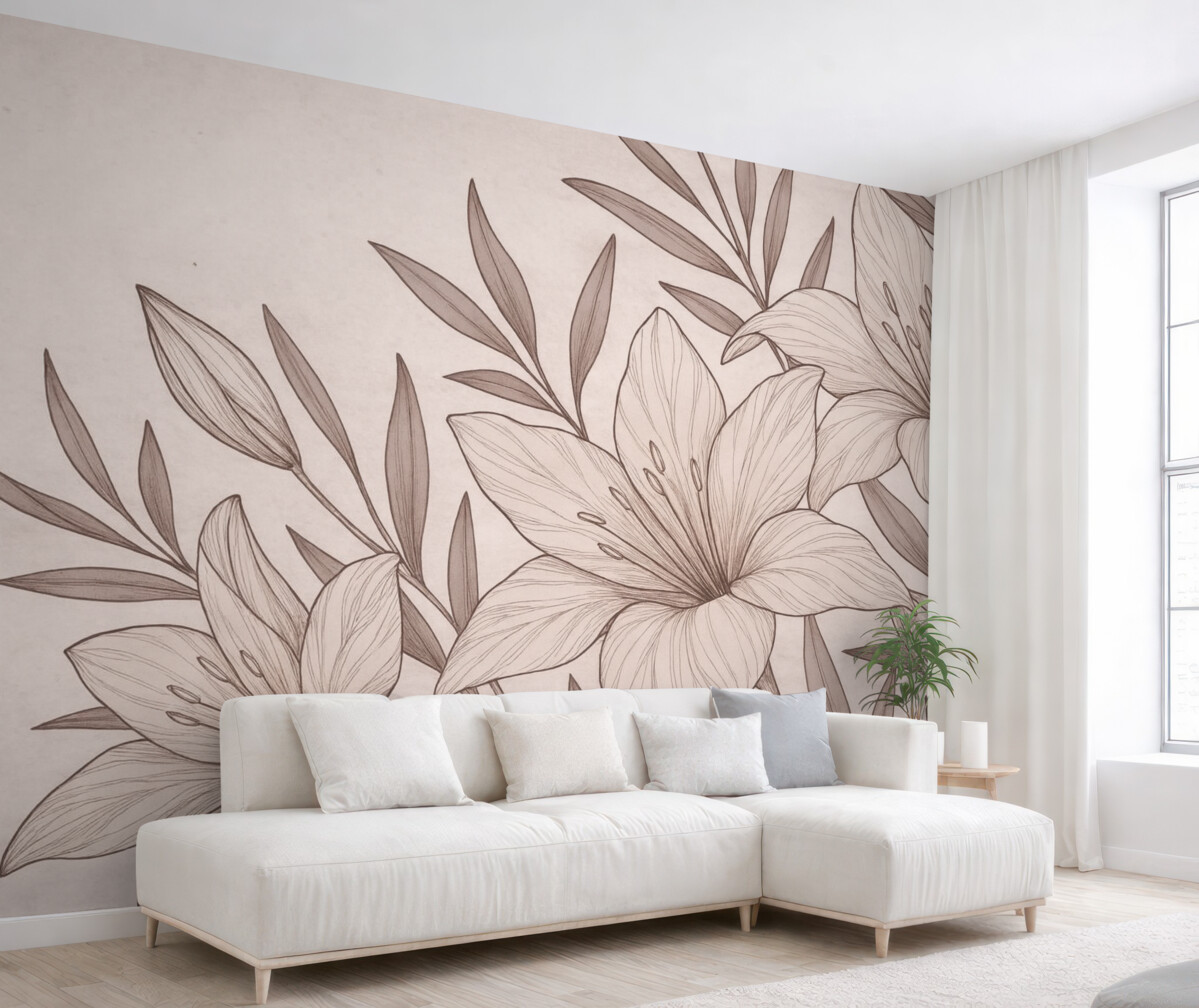 Fototapeta wielkie malowane różowe kwiaty lilii