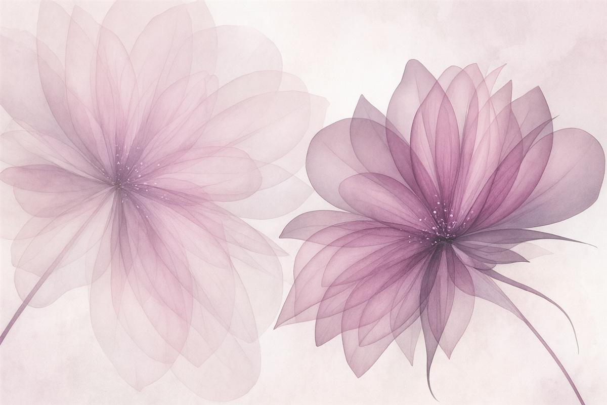 Fototapeta półprzezroczyste wielkie różowe kwiaty