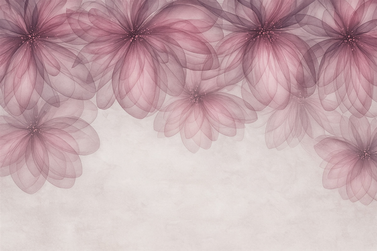 Fototapeta półprzezroczyste różowe kwiaty z wierzchu