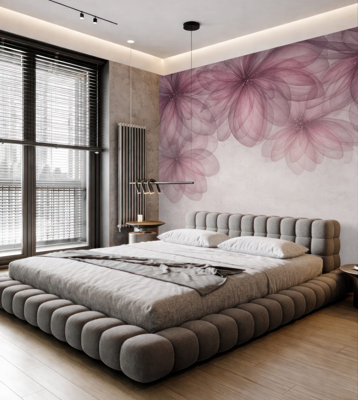 Fototapeta półprzezroczyste różowe kwiaty z wierzchu