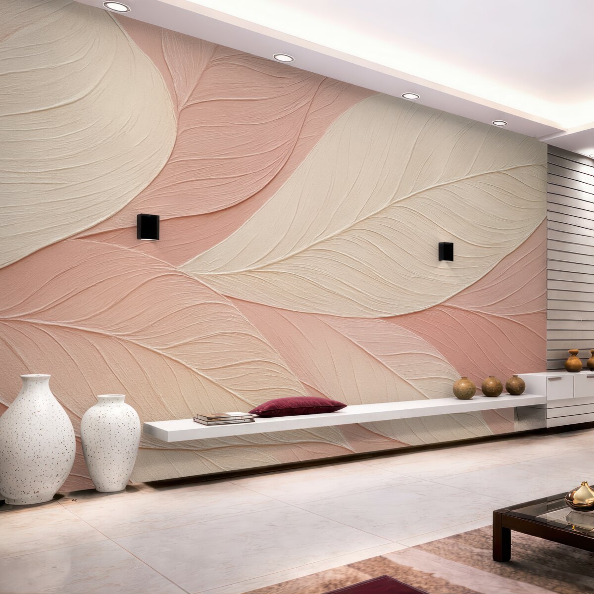 Fototapeta Abstrakcyjne różowe liście z bliska.