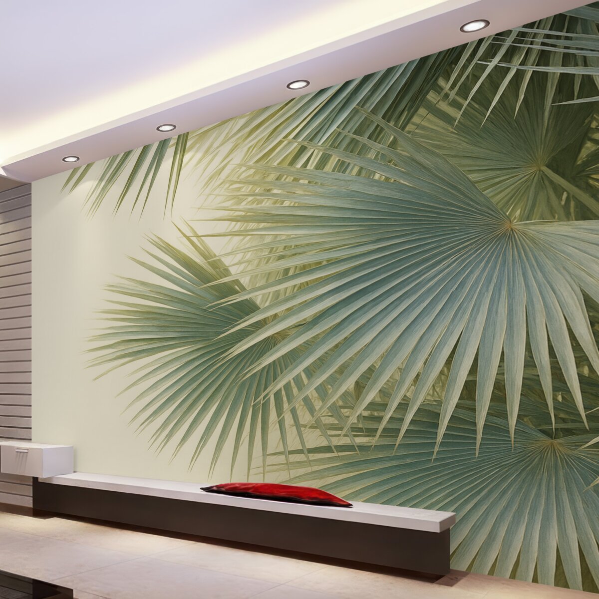 Fototapeta Wielkie liście palmowe, tonacje zieleni.