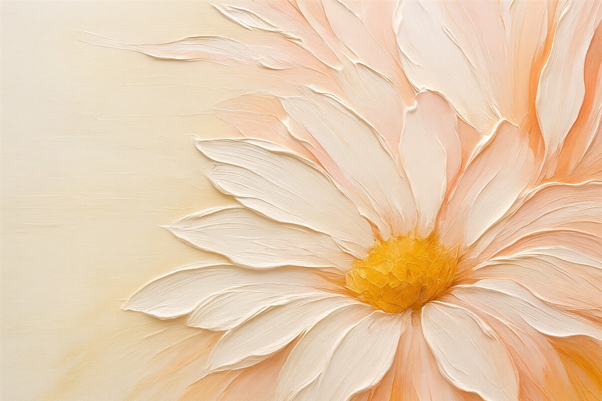 Fototapeta Biały, różowy, duży kwiat z imitacją malarskich pociągnięć, tło o zróżnicowanej fakturze.