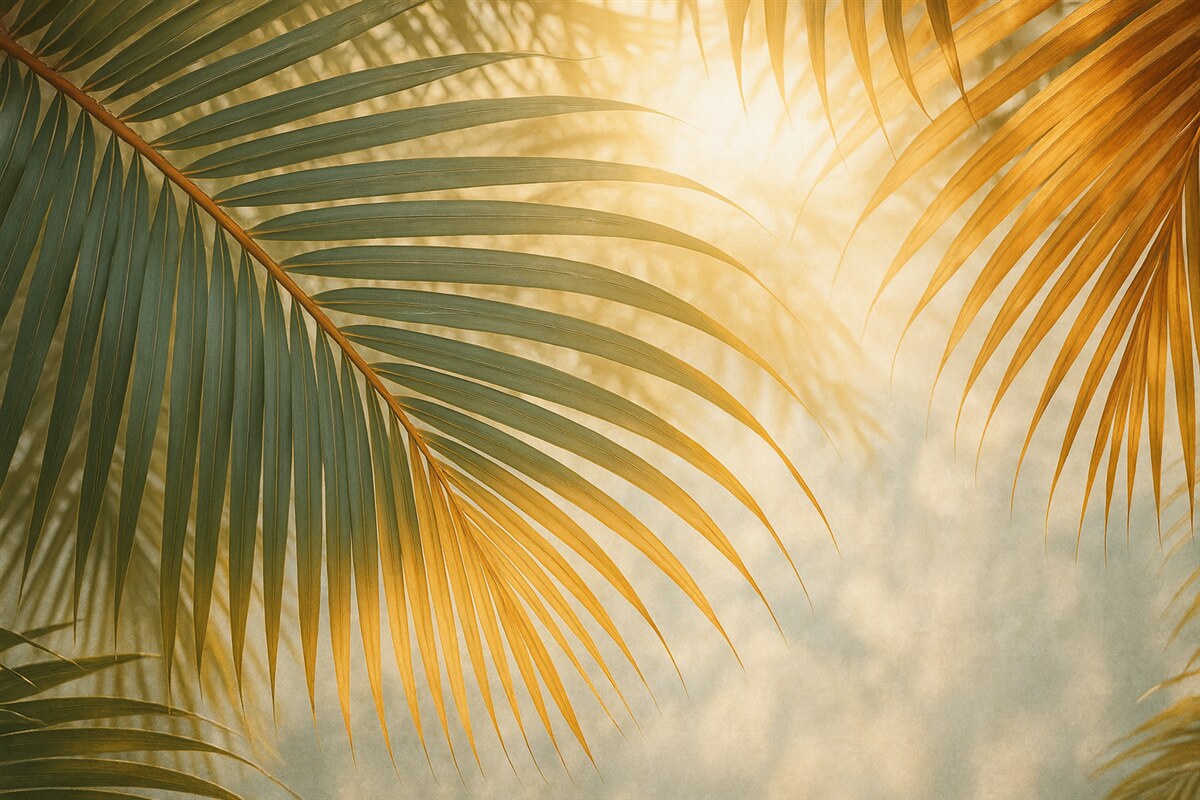 Fototapeta Zbliżenie na liść palmy tropikalnej.