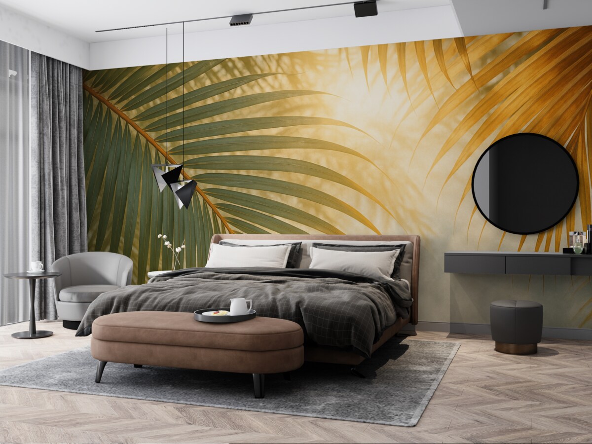 Fototapeta Zbliżenie na liść palmy tropikalnej.