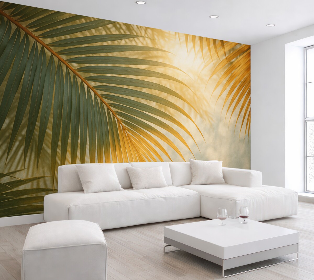 Fototapeta Zbliżenie na liść palmy tropikalnej.