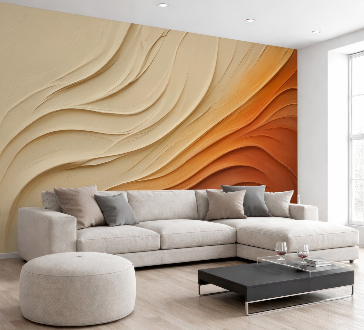 Fototapeta Abstrakcyjna powierzchnia, beżowy, czerwony, pomarańczowy kolor.