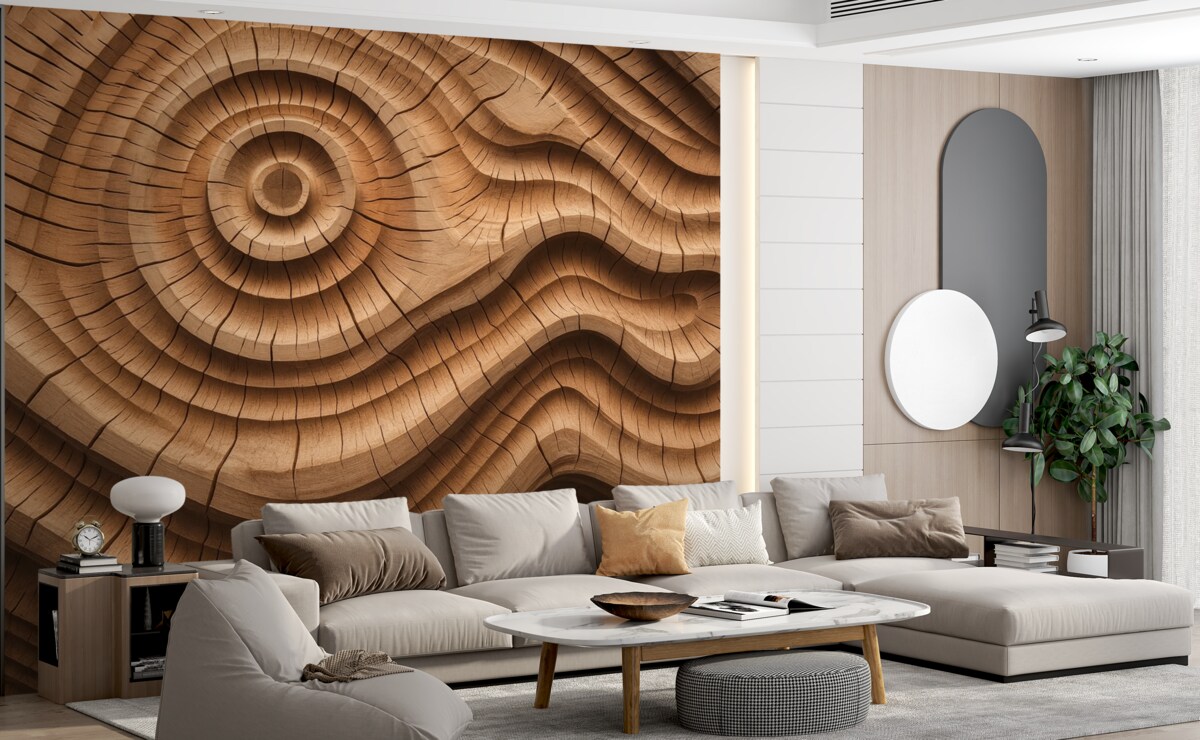 Fototapeta Abstrakcyjny motyw z nawiązaniem do słojów drewna.