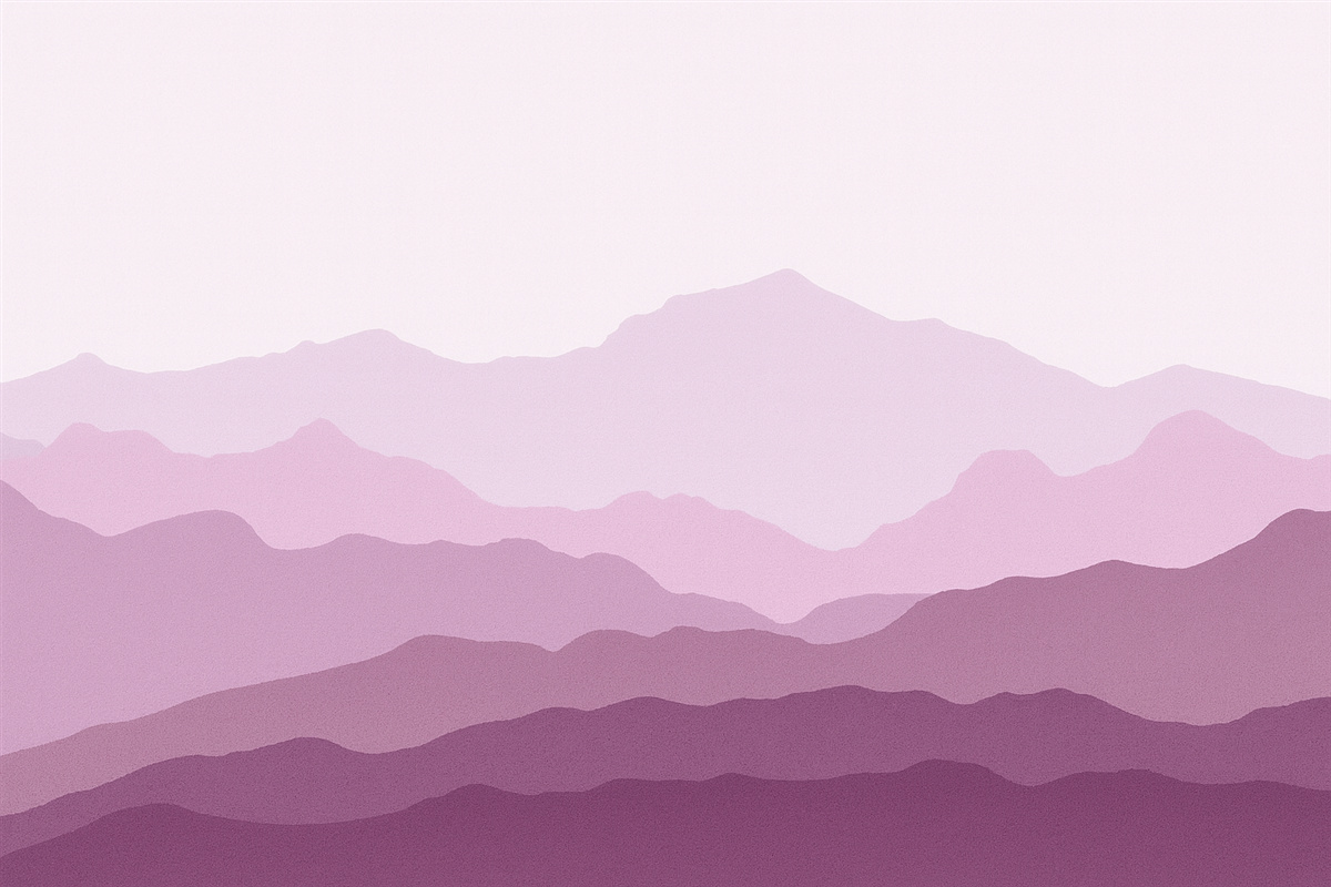 Fototapeta Wielokolorowa góra w barwach fioletu i różu.