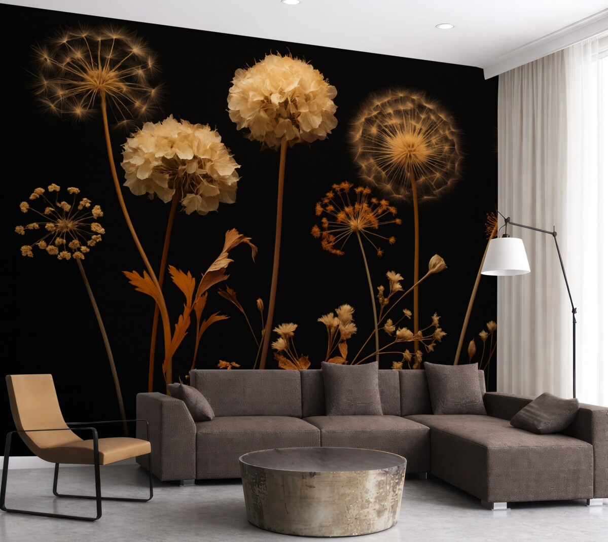 Fototapeta Mlecze na tle w ciemnym kolorze.