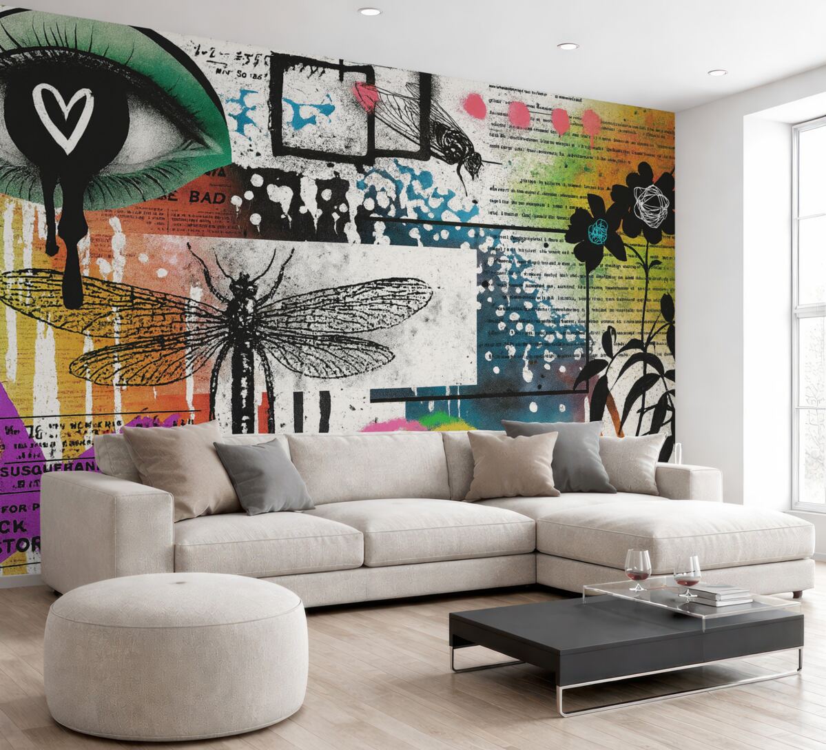 Fototapeta Graffiti, rośliny, kształty.