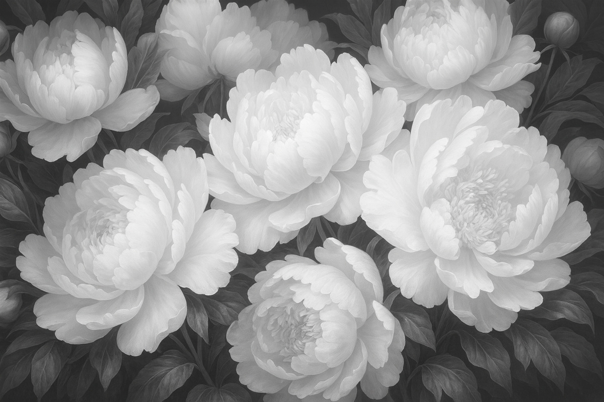 Fototapeta Czarne i białe piwonie.