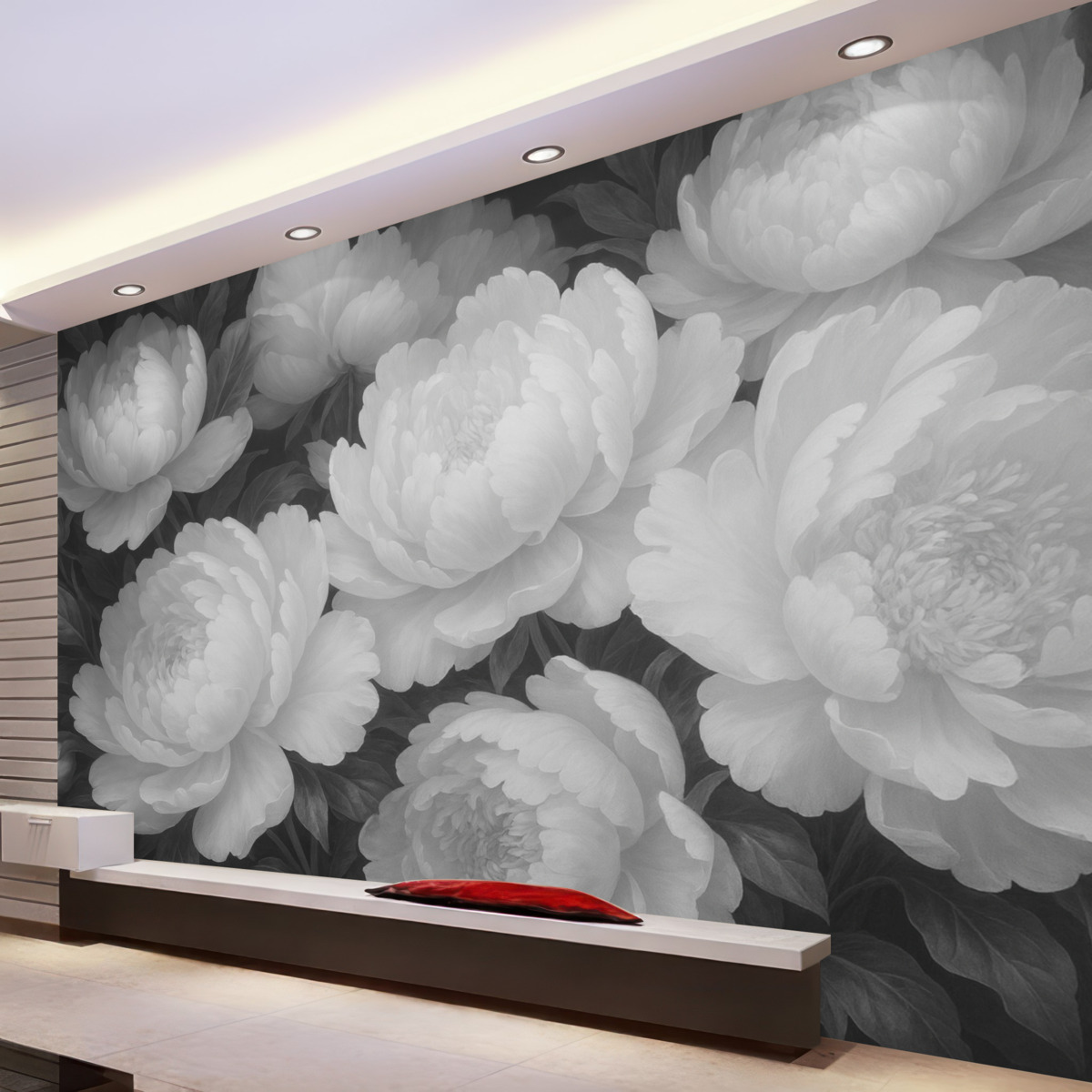 Fototapeta Czarne i białe piwonie.