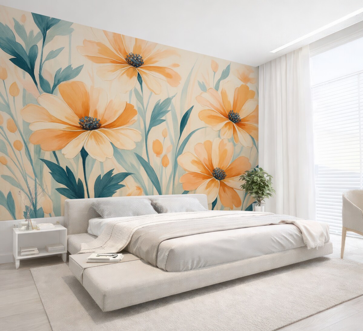 Fototapeta Wielkie kwiaty naśladujące ślady pędzla.