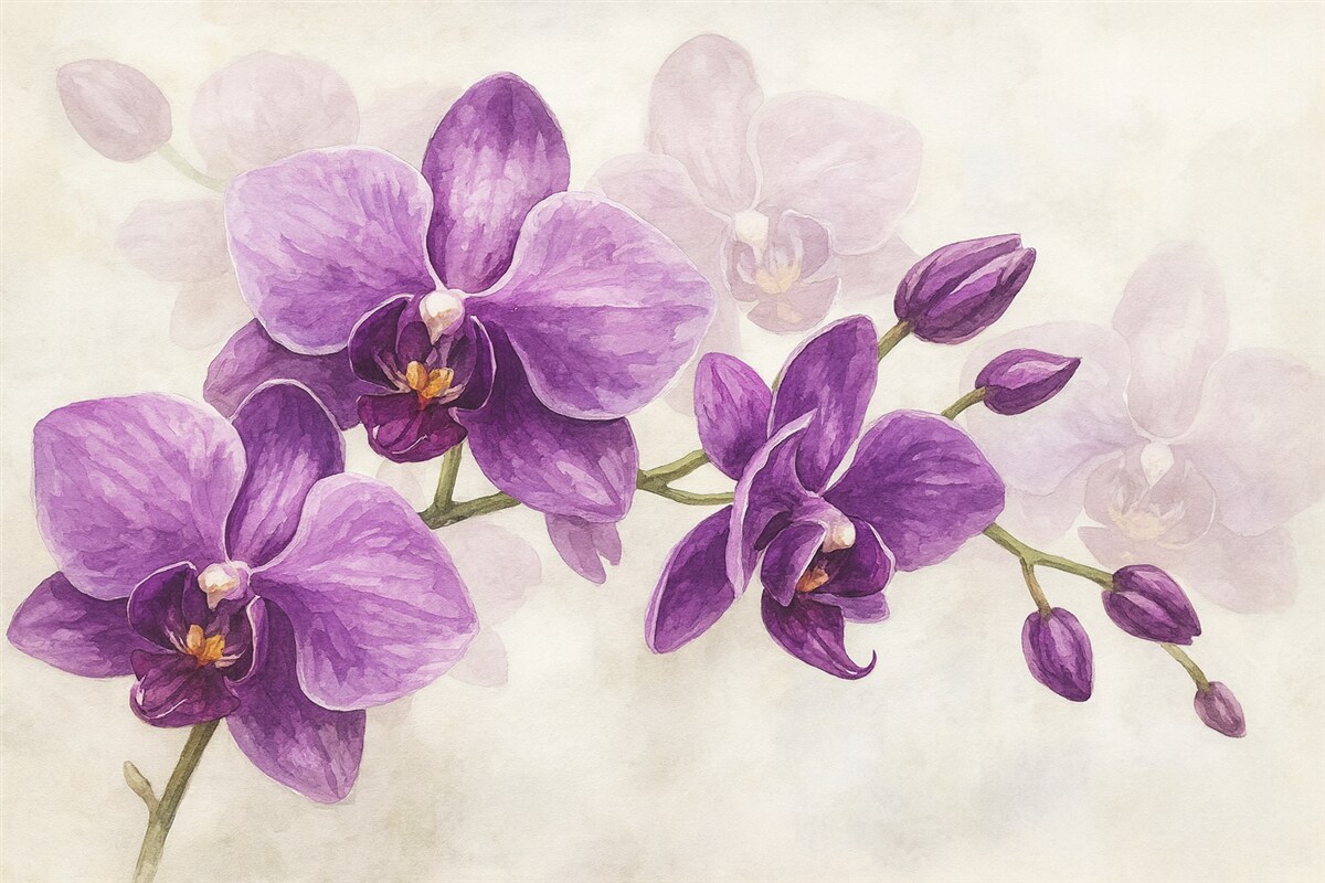 Fototapeta Gałązka fioletowej orchidei.