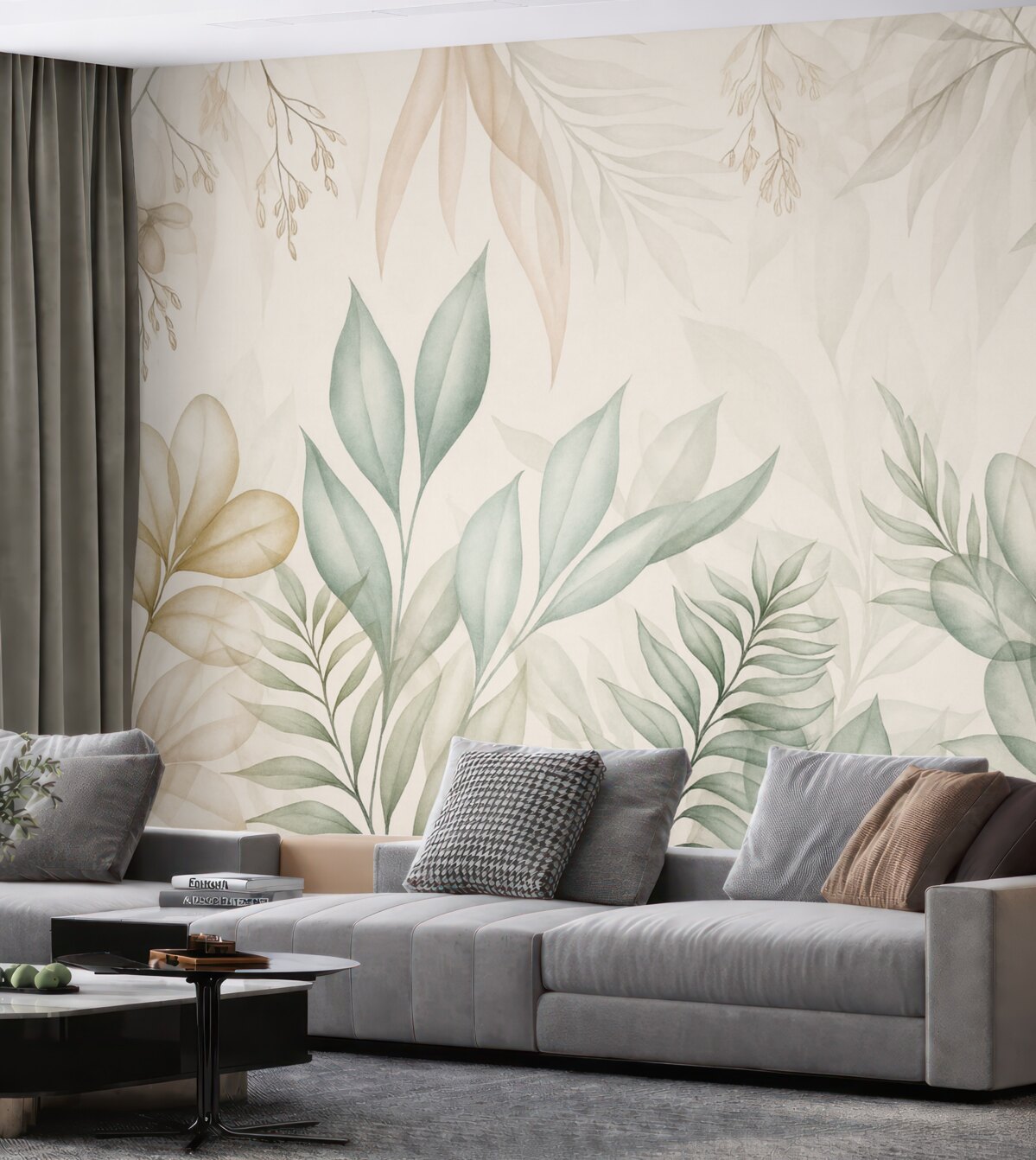 Fototapeta Subtelne tropikalne liście w delikatnych odcieniach.