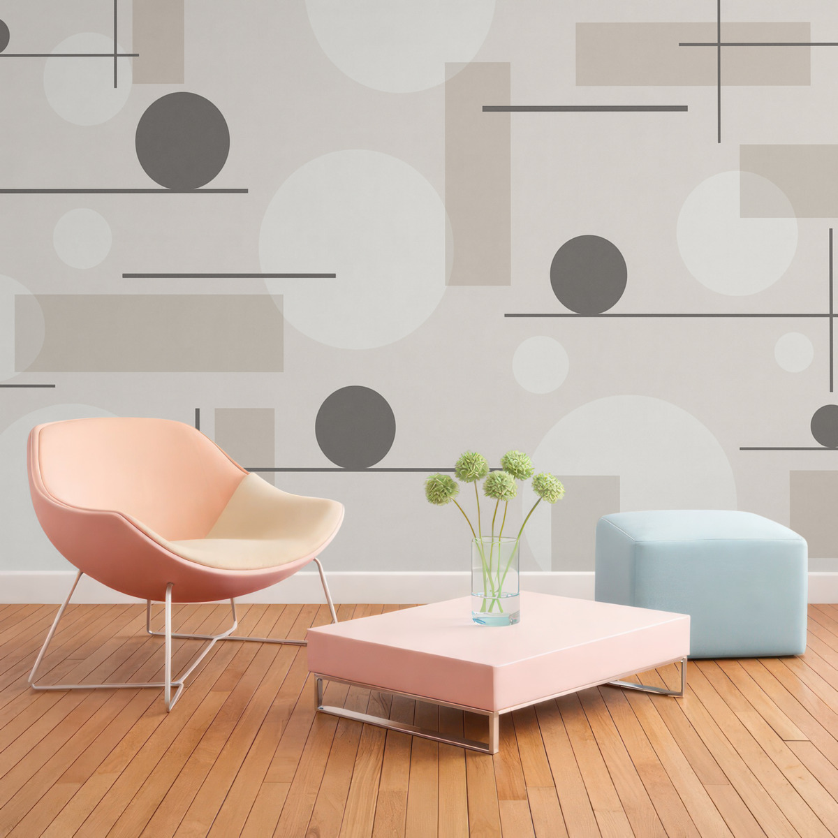 Fototapeta Geometriczne formy w delikatnych barwach.