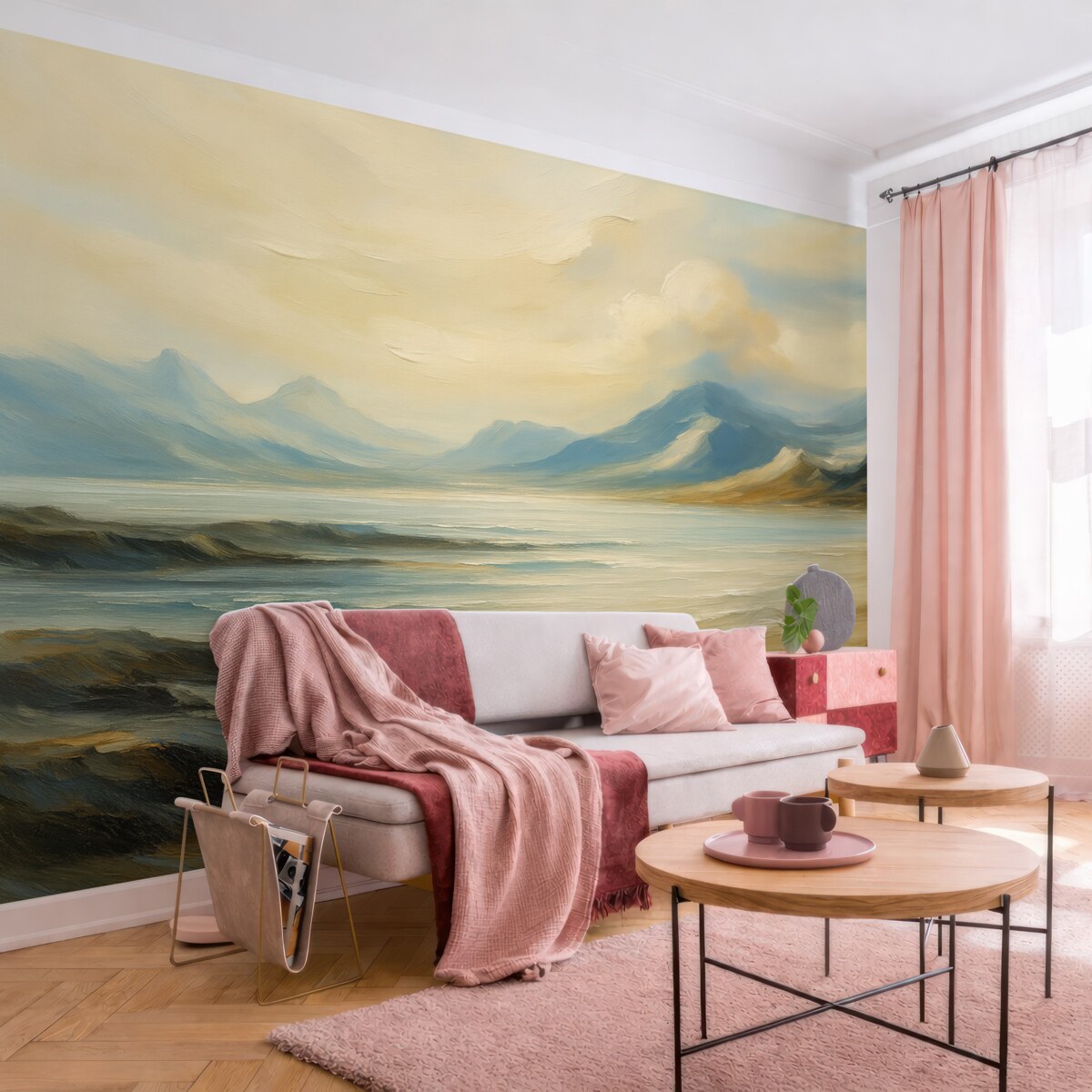 Fototapeta Górski pejzaż naśladujący sztukę malarską.