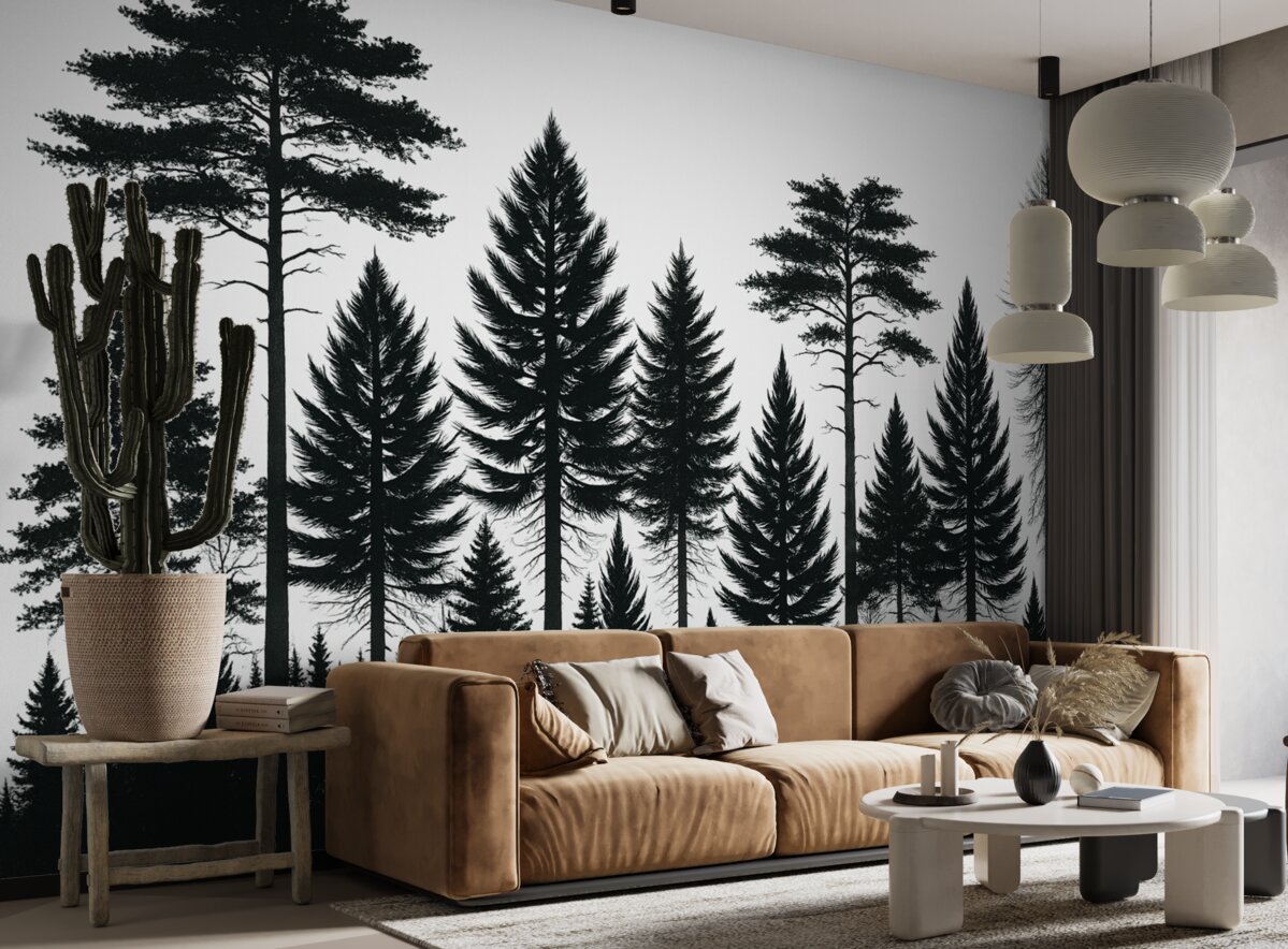 Fototapeta Drzewa w głębokozielonym wzorze.