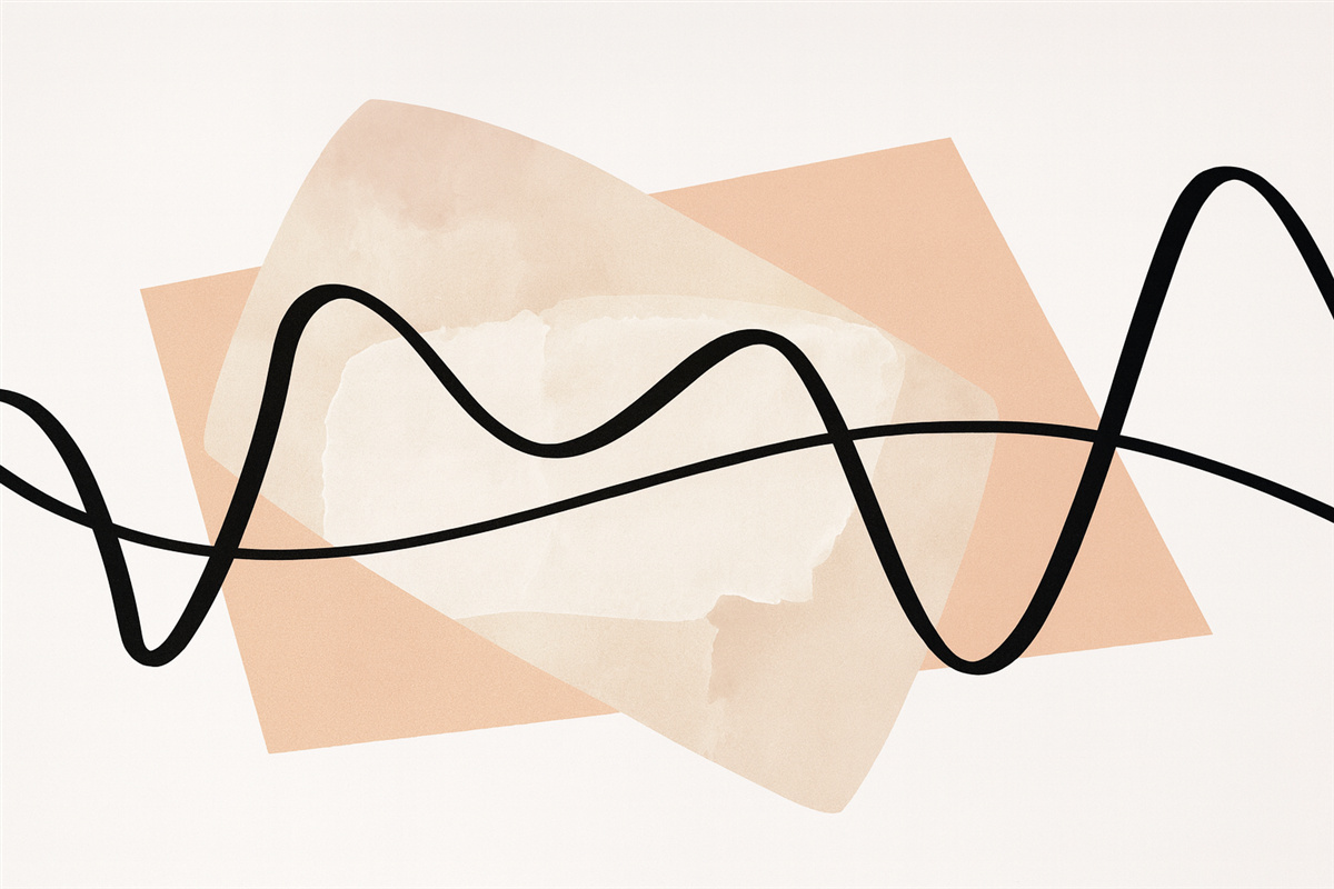 Fototapeta Czarne linie oraz beżowe abstrakcyjne formy.