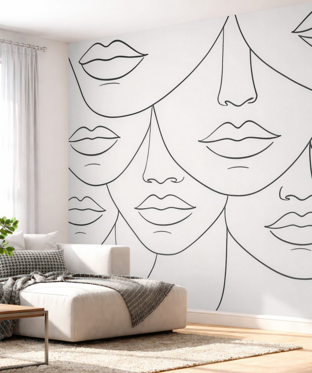 Fototapeta Kreślenie linii twarzy i warg.