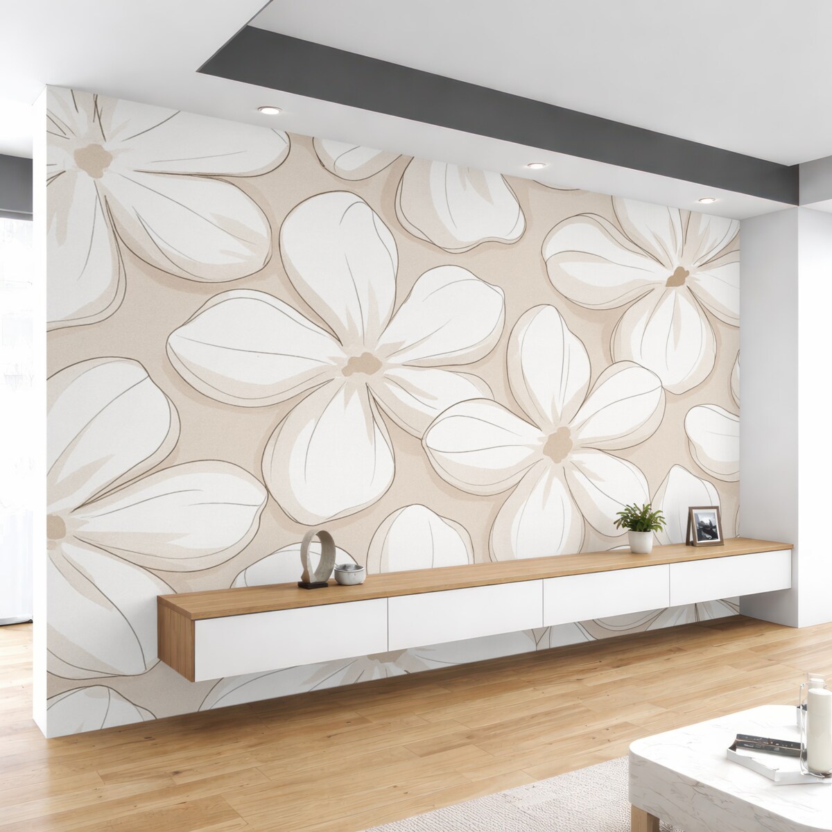 Fototapeta Wielkie abstrakcyjne białe kwiaty.