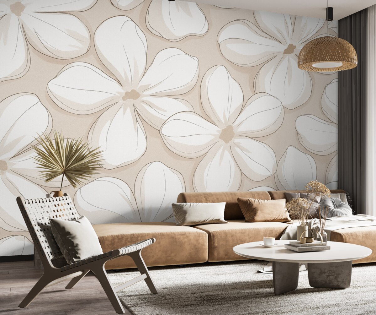 Fototapeta Wielkie abstrakcyjne białe kwiaty.