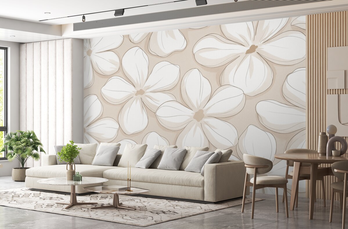 Fototapeta Wielkie abstrakcyjne białe kwiaty.