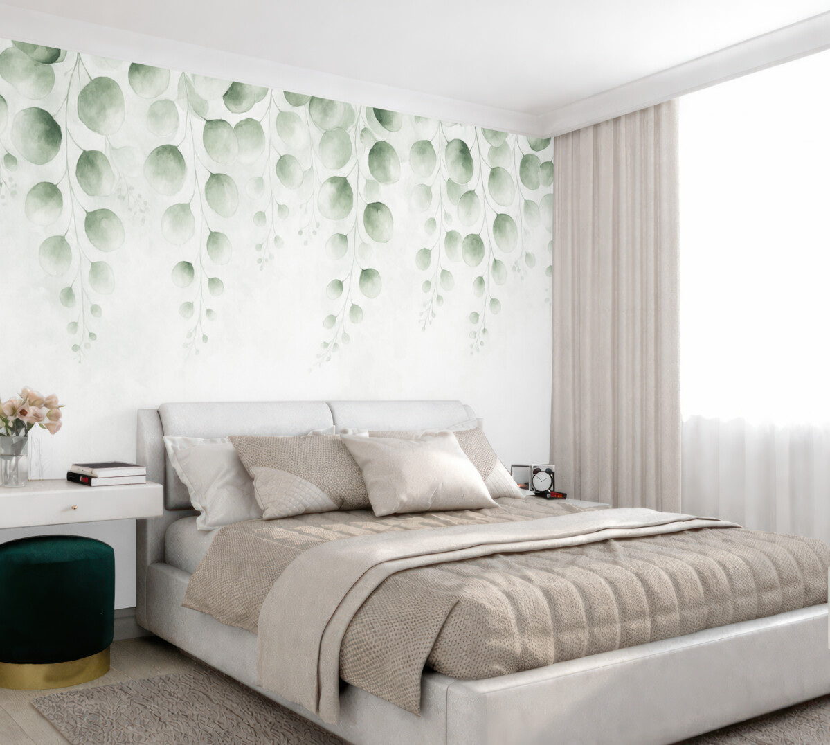 Fototapeta Zielone liście na szczycie.