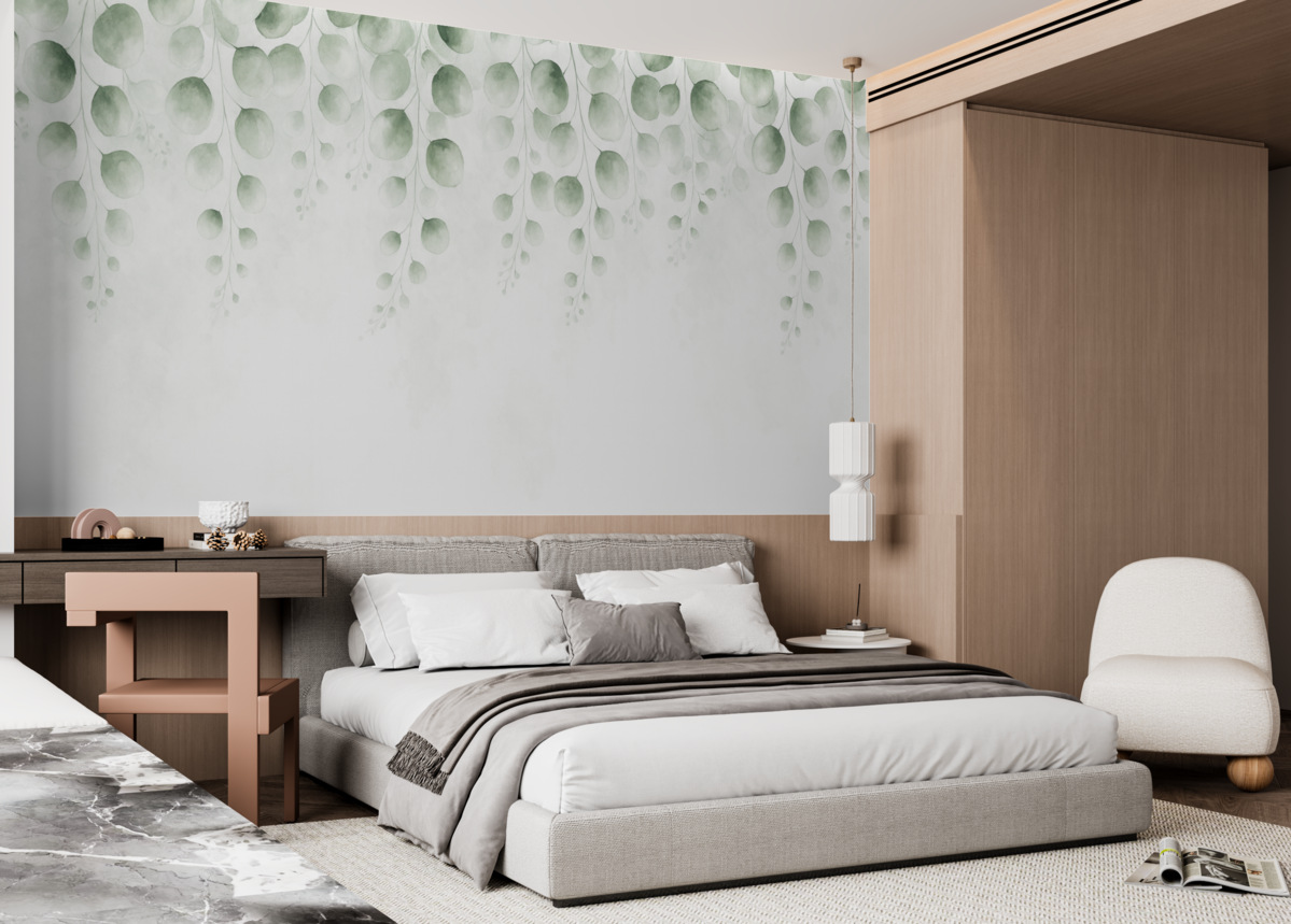 Fototapeta Zielone liście na szczycie.