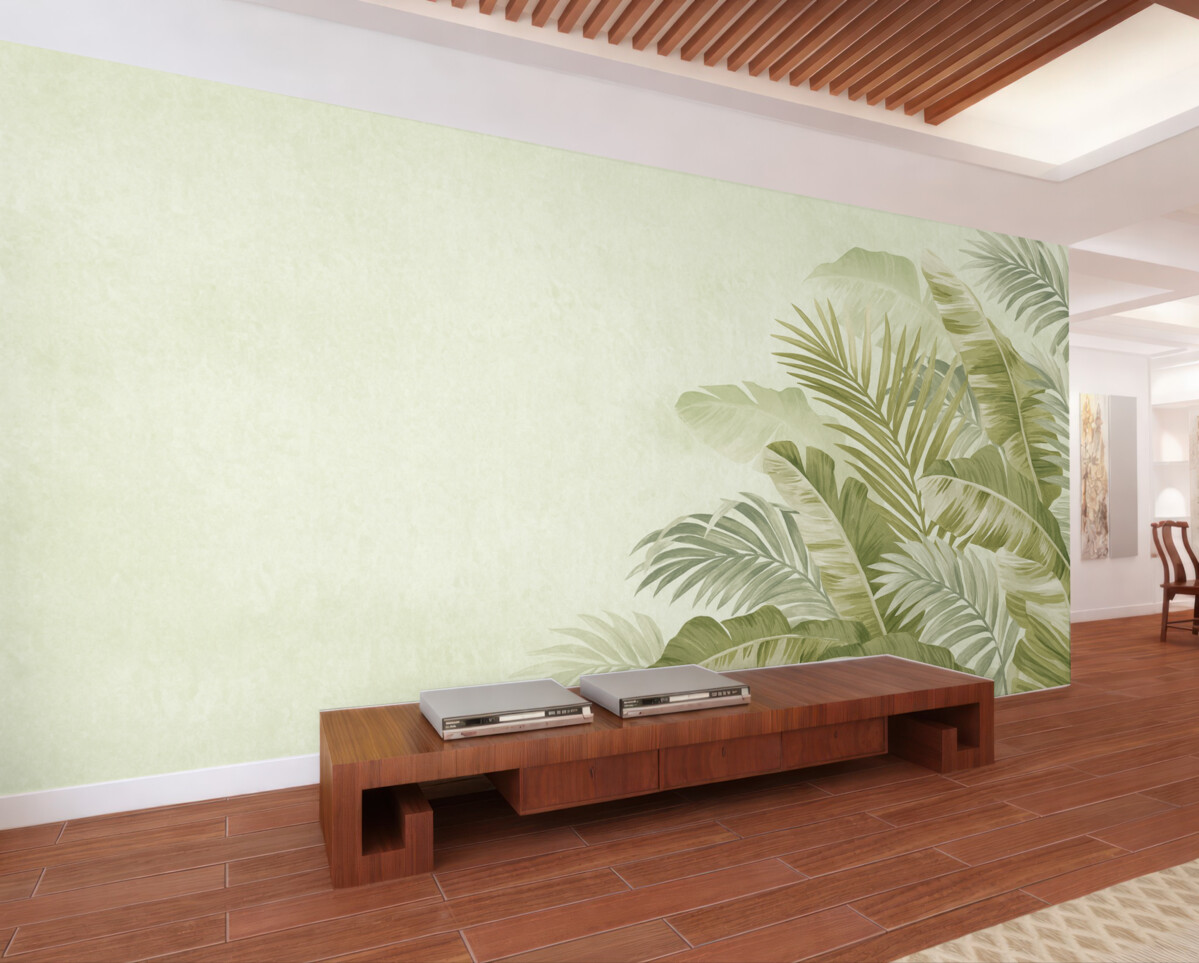 Fototapeta Liście palmy w kolorze zielonym.