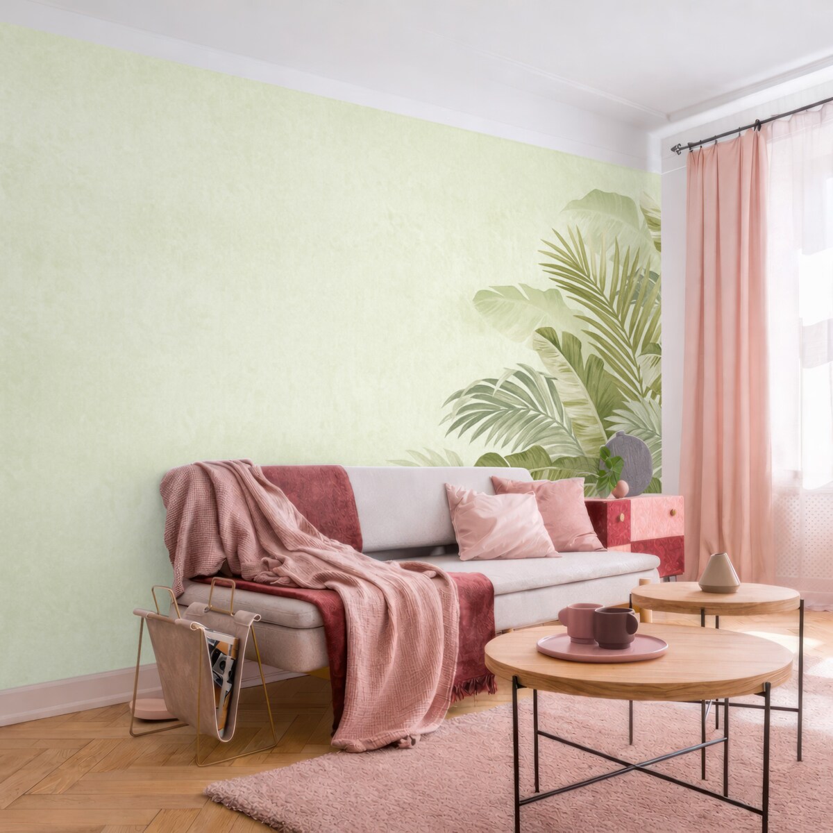 Fototapeta Liście palmy w kolorze zielonym.