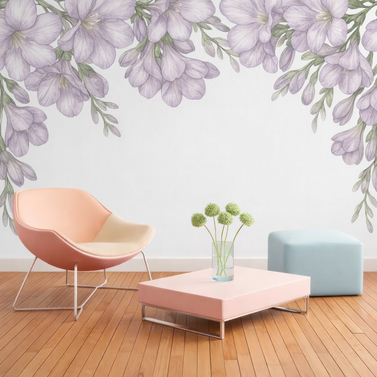 Fototapeta Fioletowe cienkie kwiatki z góry