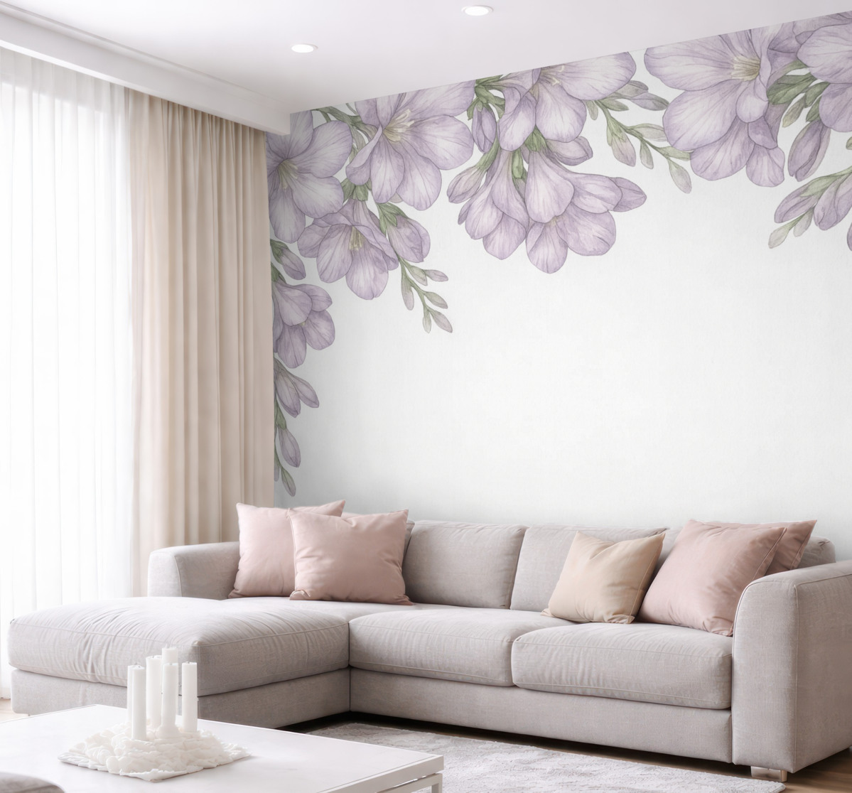 Fototapeta Fioletowe cienkie kwiatki z góry