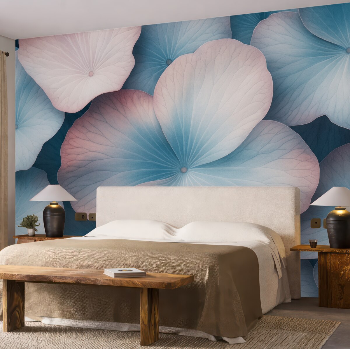 Fototapeta wielkie liście lotosu w subtelnych odcieniach