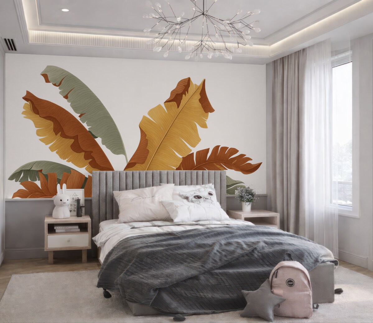 Fototapeta Liście tropikalne w odcieniach czerwieni i żółcieni.