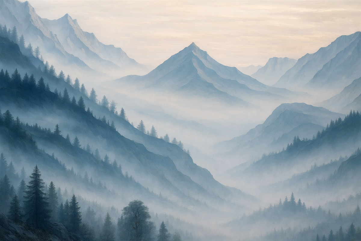 Fototapeta Górskie stoki, odcienie niebieskości.