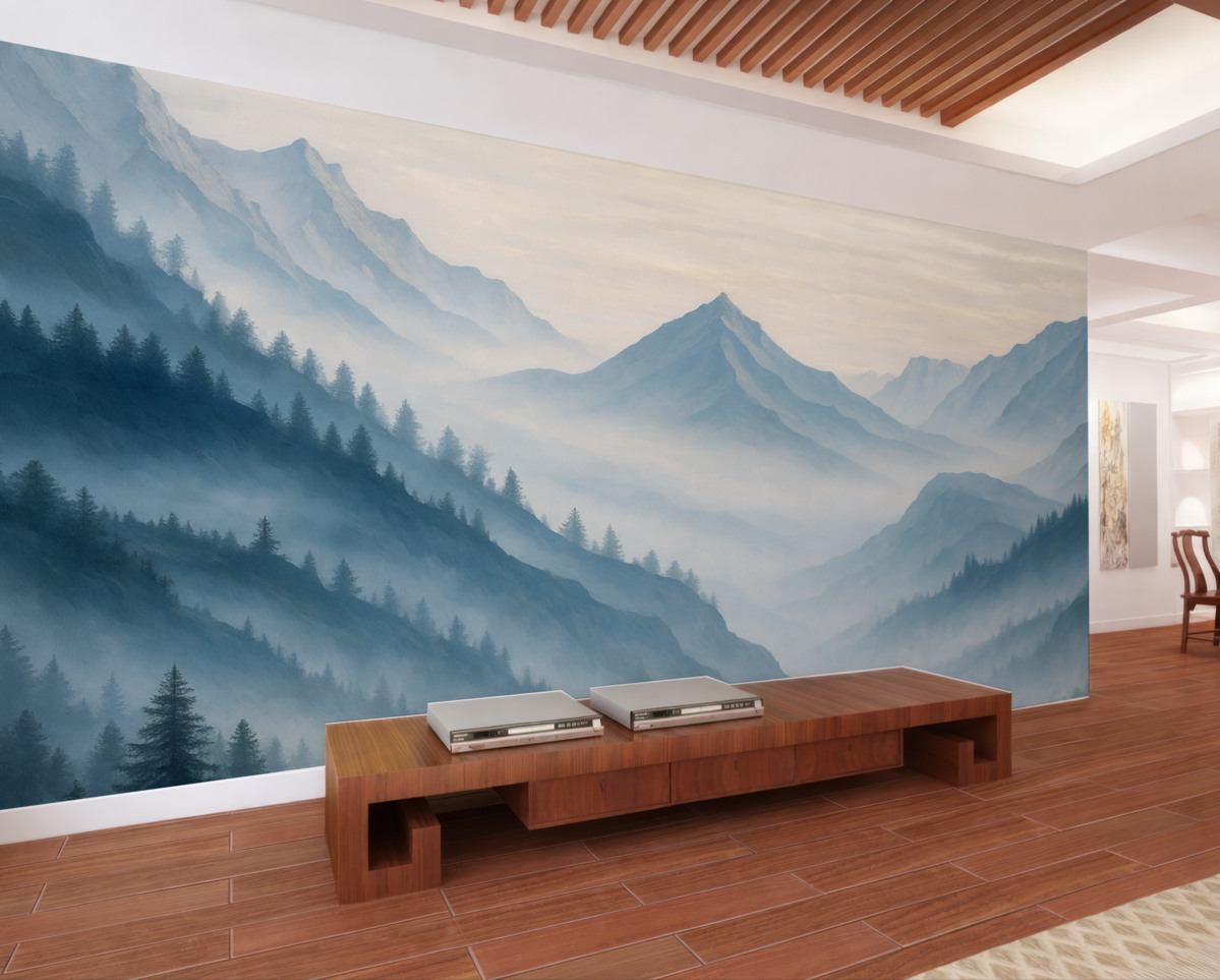 Fototapeta Górskie stoki, odcienie niebieskości.