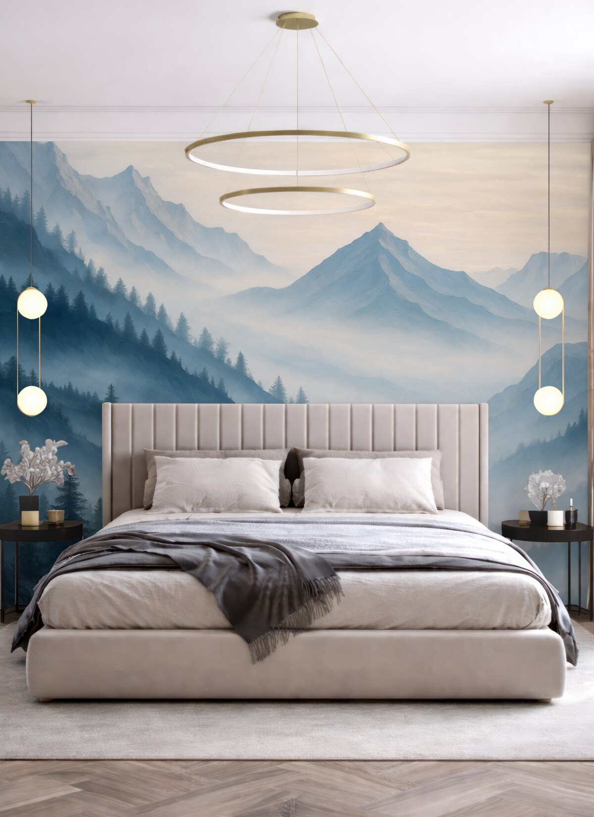 Fototapeta Górskie stoki, odcienie niebieskości.