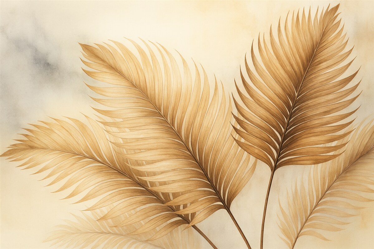 Fototapeta Sucha akwarela naśladująca liście tropikalne.