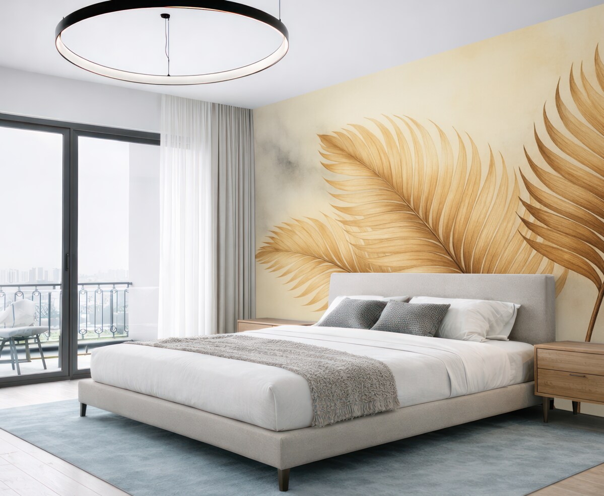 Fototapeta Sucha akwarela naśladująca liście tropikalne.