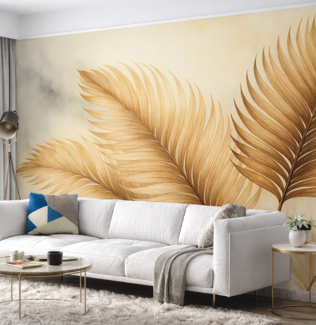 Fototapeta Sucha akwarela naśladująca liście tropikalne.