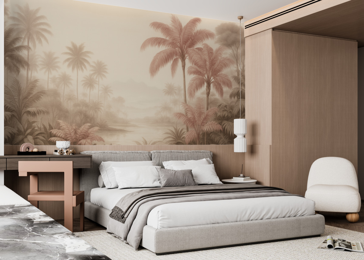 Fototapeta Tropikalny pejzaż w estetyce retro.