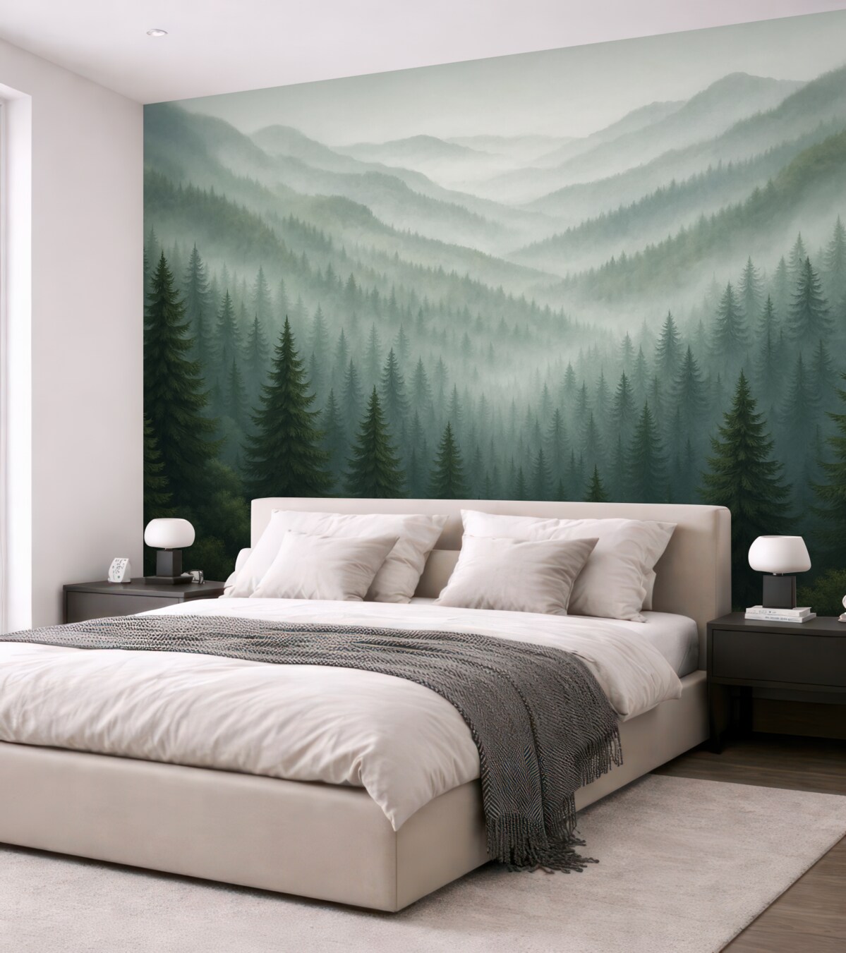 Fototapeta Zamglony zielony las.