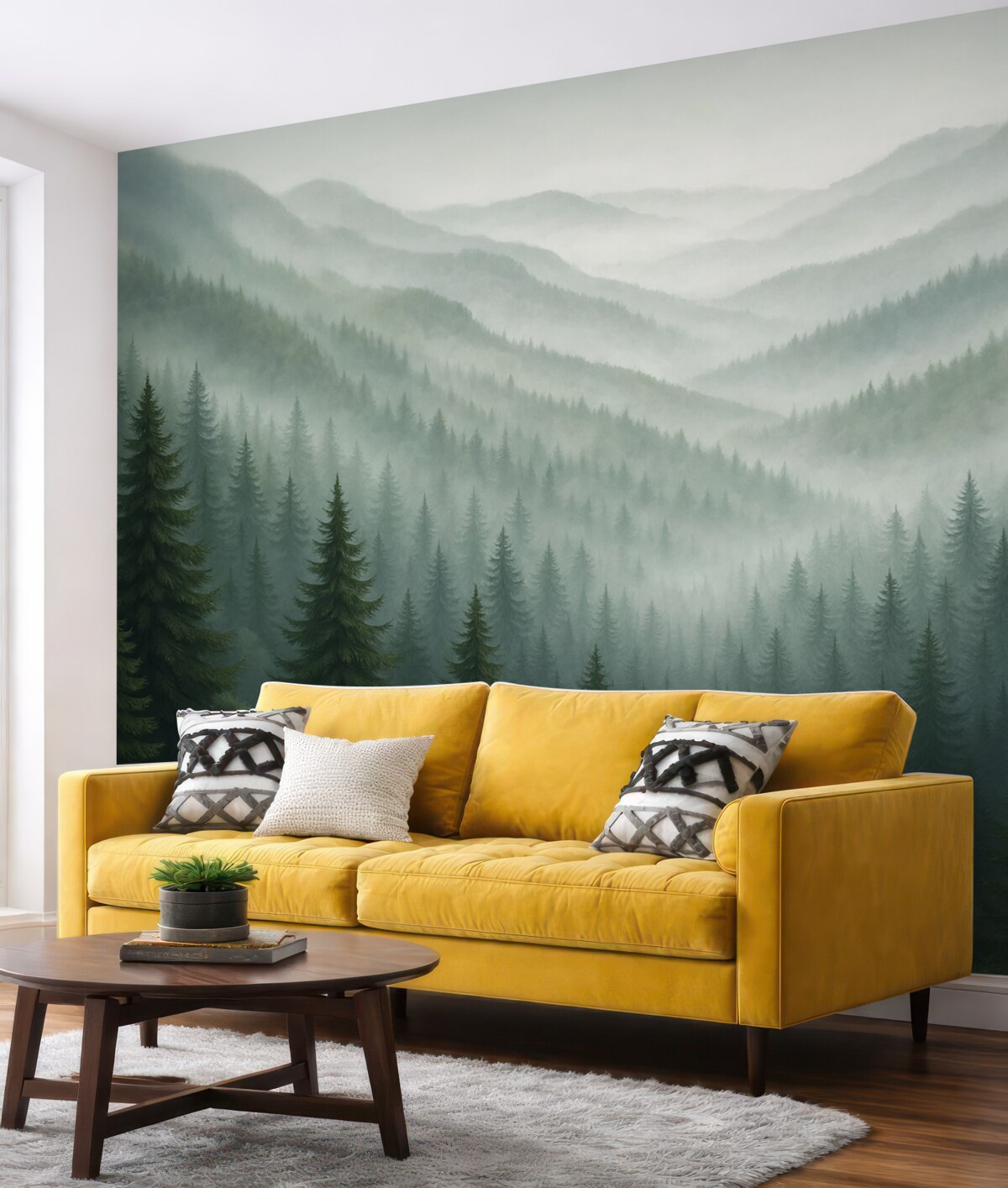 Fototapeta Zamglony zielony las.